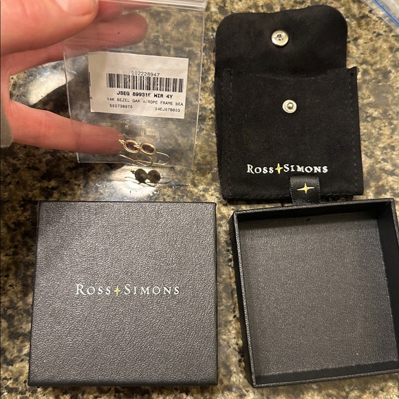 Ross-Simons Garnet Earrings in Gold - Picture 3 of 3